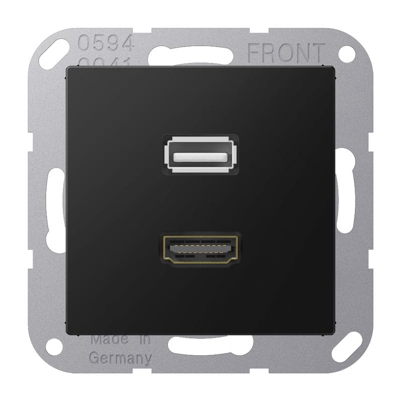 Jung - Connecteur Multimédia 1 x HDMI + USB 2.0 / A 500 Noir Mt