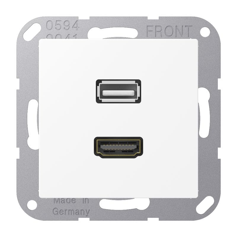 Jung - Connecteur Multimédia 1 x HDMI + USB 2.0 / A 500 Blc Mt
