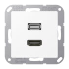 Jung - Connecteur Multimédia 1 x HDMI + USB 2.0 / A 500 Blc Mt