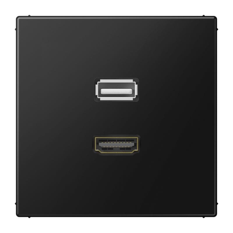 Jung - Connecteur Multimédia 1 x HDMI + USB 2.0 / LS 990 Noir Mat