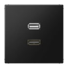 Jung - Connecteur Multimédia 1 x HDMI + USB 2.0 / LS 990 Noir Mat