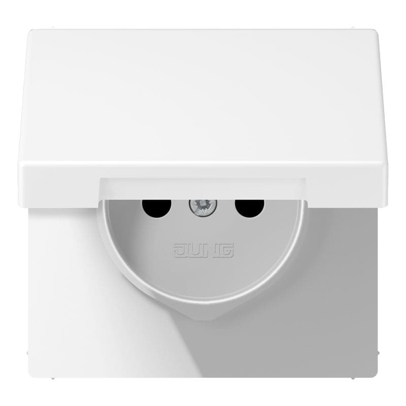 Jung - Enjo prise 2P+T avc couvercle / LS990 IP44 Blanc Mat