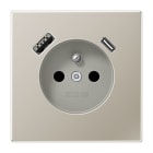 Jung - PC 2P+T type FR avec chargeur USB type AC / LS 990 Métal INOX
