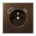 Jung - PC 2P+T type FR avec chargeur USB type AC / LS 990 Laiton ancien