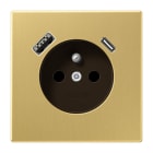 Jung - PC 2P+T type FR avec chargeur USB type AC / LS 990 Laiton