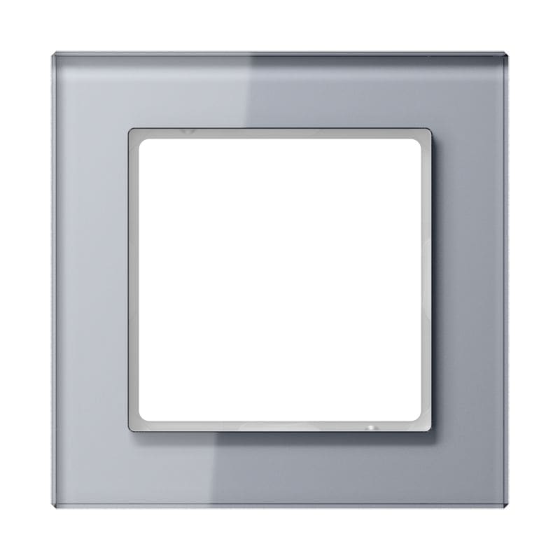 Jung - Cadre de finition 1 poste / Acréation Verre satiné Gris perle