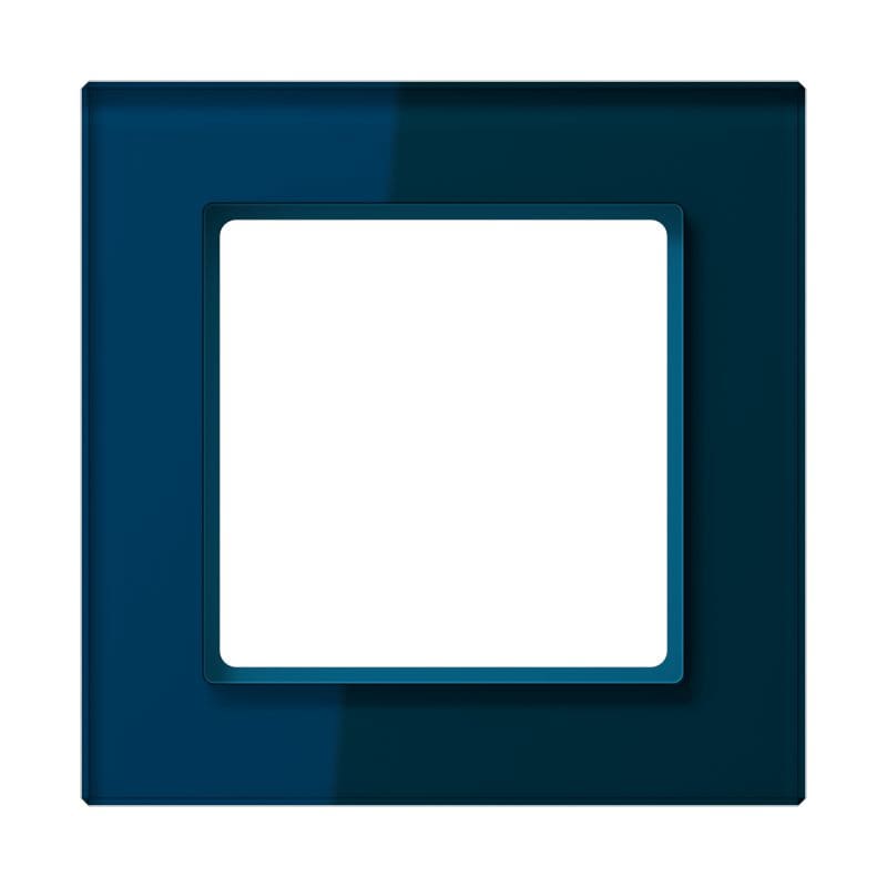 Jung - Cadre de finition 1 poste / Acréation Verre satiné Bleu nuit