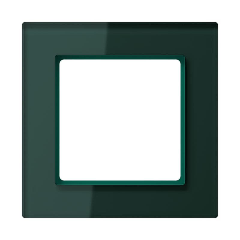 Jung - Cadre de finition 1 poste / Acréation Verre satiné Vert émeraude