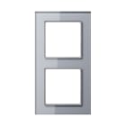 Jung - Cadre de finition 2 postes / Acréation Verre satiné Gris perle