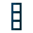 Jung - Cadre de finition 3 postes / Acréation Verre satiné Bleu nuit