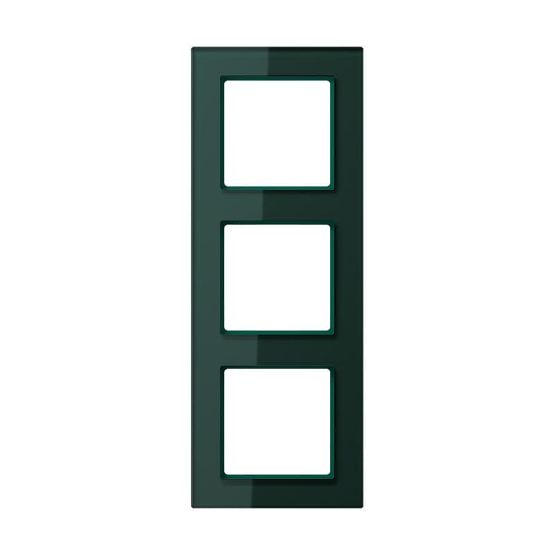 Jung - Cadre de finition 3 postes / Acréation Verre satiné Vert émeraude