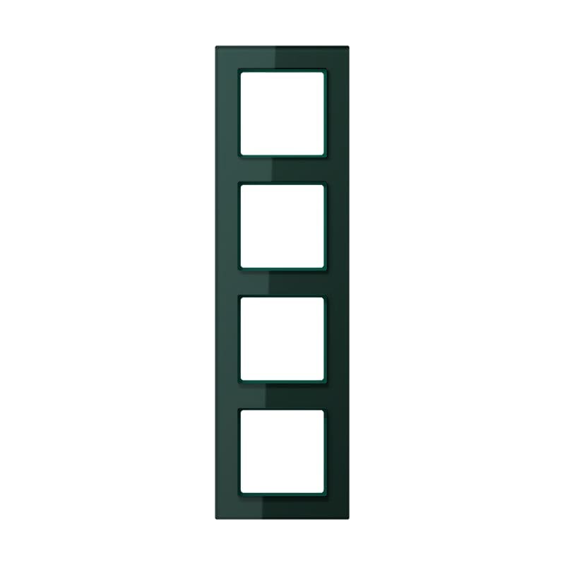 Jung - Cadre de finition 4 postes / Acréation Verre satiné Vert émeraude