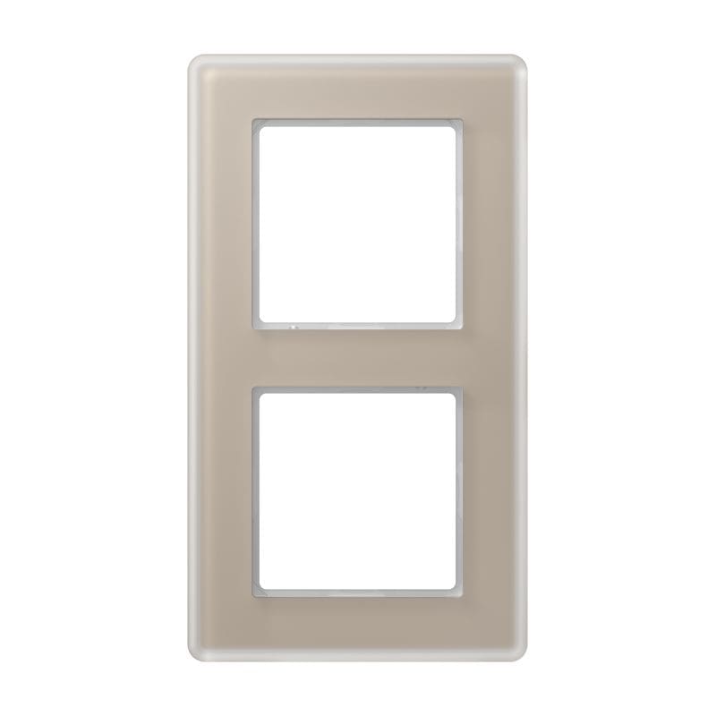 Jung - Cadre de finition 2 postes / AVIVA Verre satiné Champagne