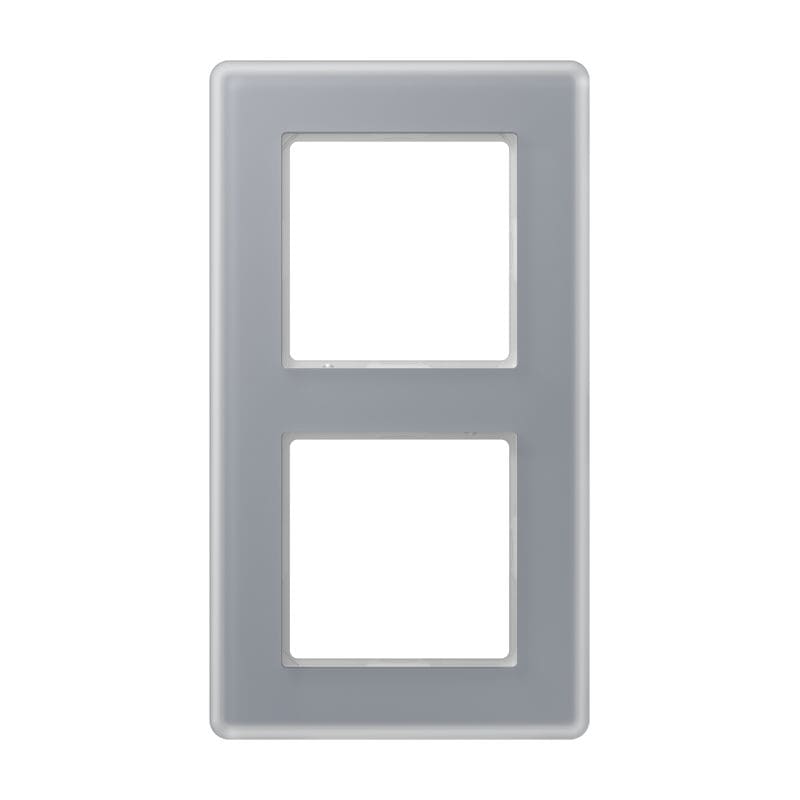 Jung - Cadre de finition 2 postes / AVIVA Verre satiné Gris perle