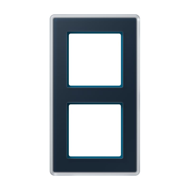 Jung - Cadre de finition 2 postes / AVIVA Verre satiné Bleu nuit