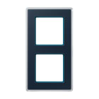 Jung - Cadre de finition 2 postes / AVIVA Verre satiné Bleu nuit