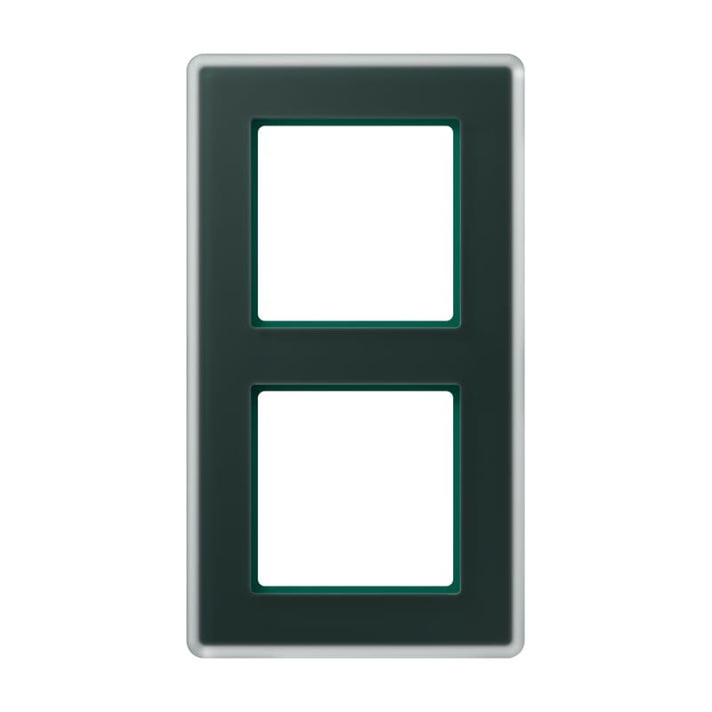 Jung - Cadre de finition 2 postes / AVIVA Verre satiné Vert émeraude