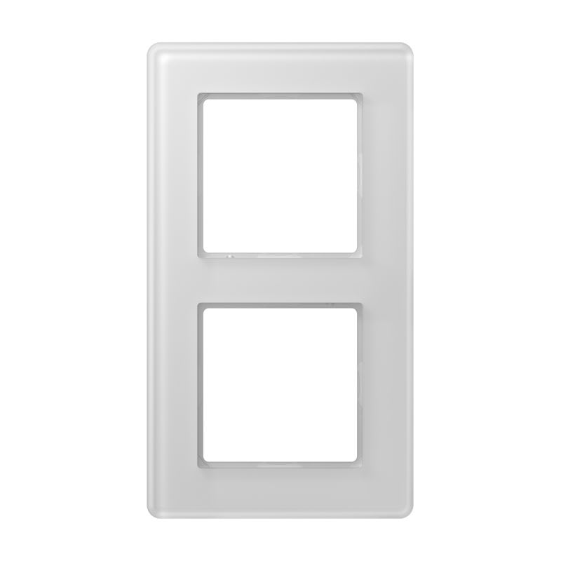 Jung - Cadre de finition 2 postes / AVIVA Verre satiné Blanc