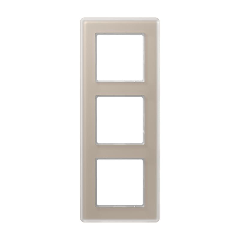 Jung - Cadre de finition 3 postes / AVIVA Verre satiné Champagne