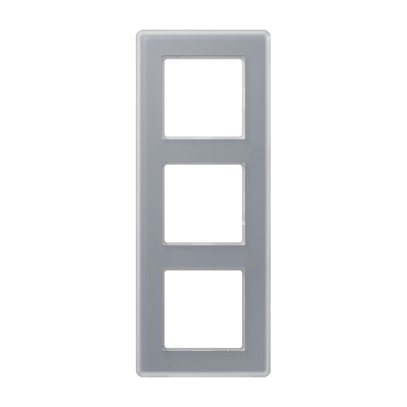 Jung - Cadre de finition 3 postes / AVIVA Verre satiné Gris perle