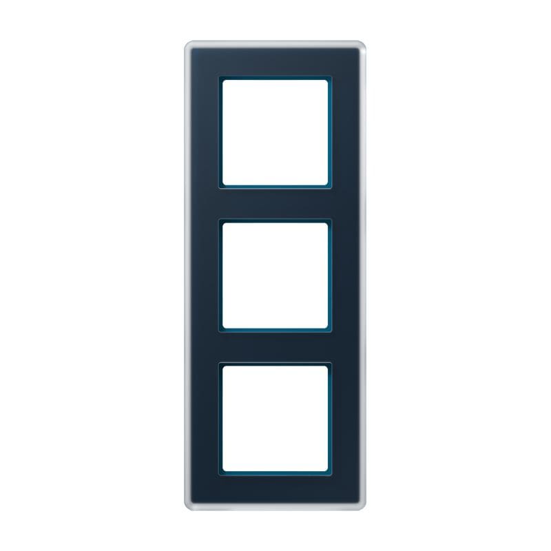 Jung - Cadre de finition 3 postes / AVIVA Verre satiné Bleu nuit