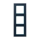 Jung - Cadre de finition 3 postes / AVIVA Verre satiné Bleu nuit