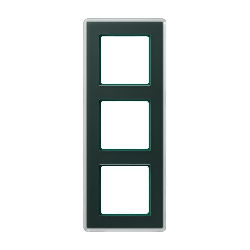 Jung - Cadre de finition 3 postes / AVIVA Verre satiné Vert émeraude