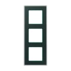 Jung - Cadre de finition 3 postes / AVIVA Verre satiné Vert émeraude