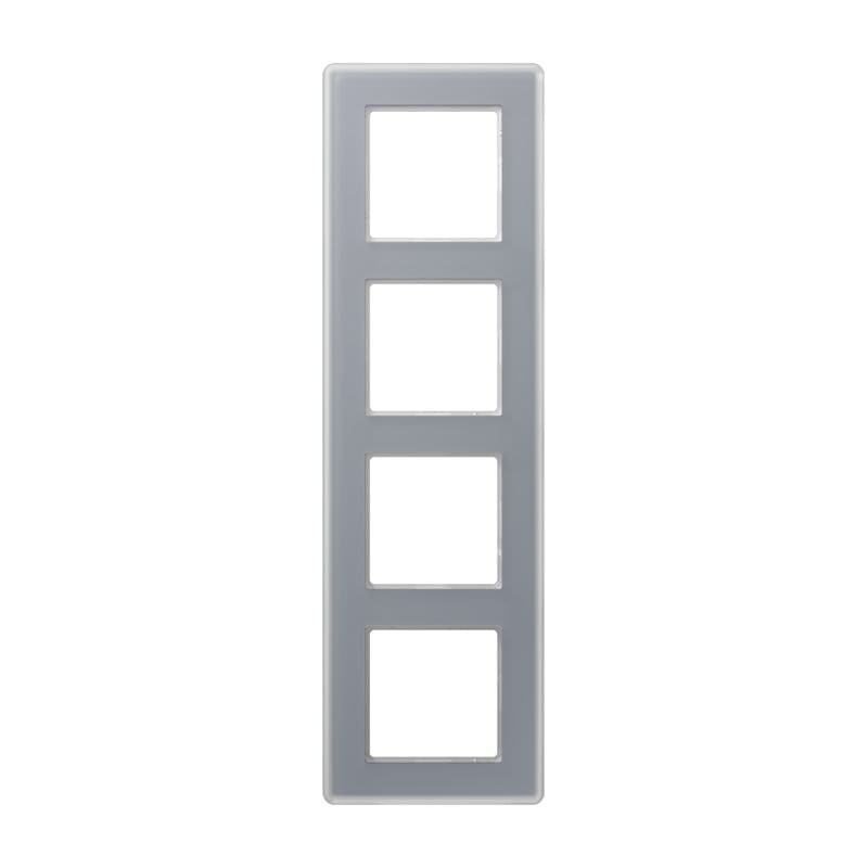 Jung - Cadre de finition 4 postes / AVIVA Verre satiné Gris perle