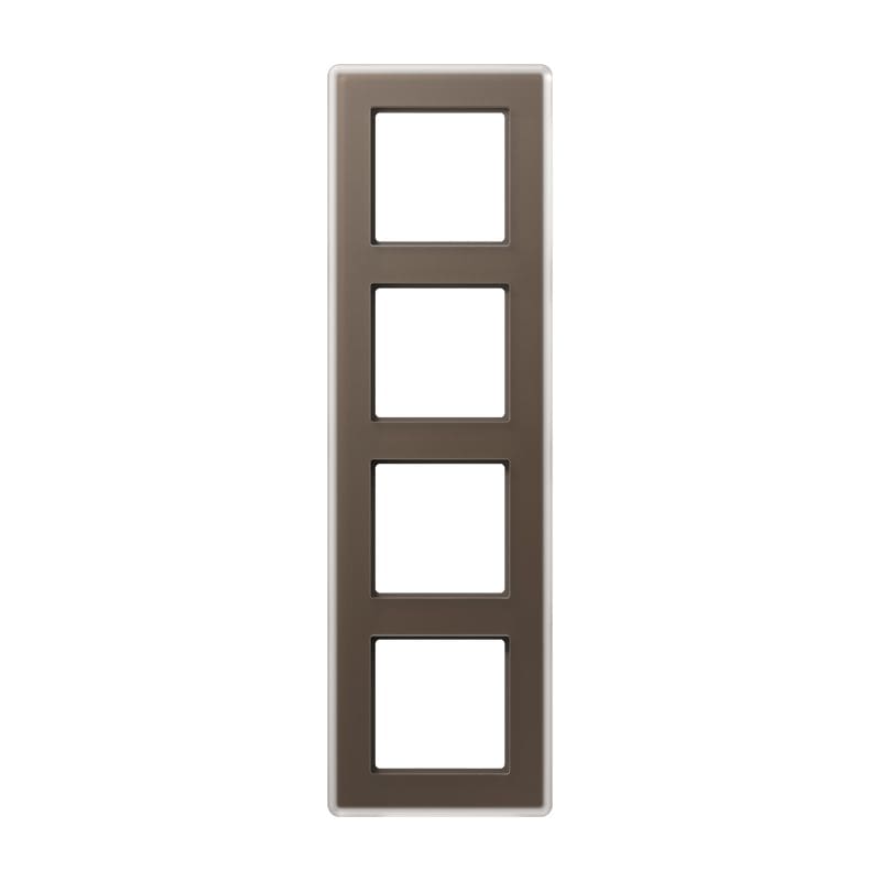 Jung - Cadre de finition 4 postes / AVIVA Verre satiné Moka