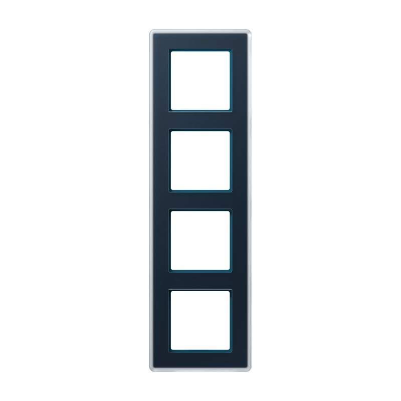 Jung - Cadre de finition 4 postes / AVIVA Verre satiné Bleu nuit