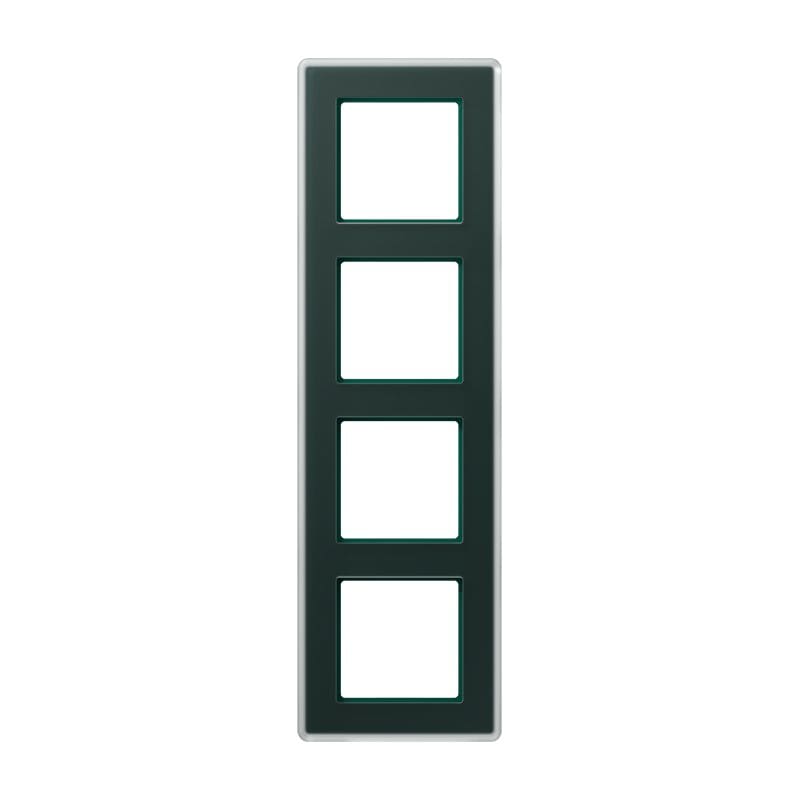 Jung - Cadre de finition 4 postes / AVIVA Verre satiné Vert émeraude