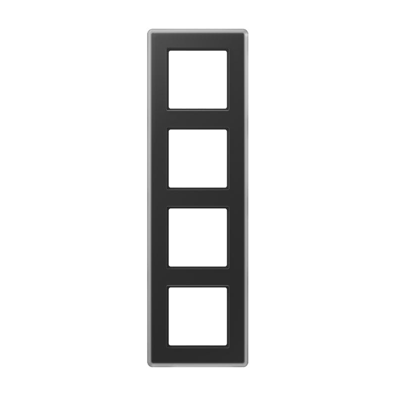 Jung - Cadre de finition 4 postes / AVIVA Verre satiné Noir