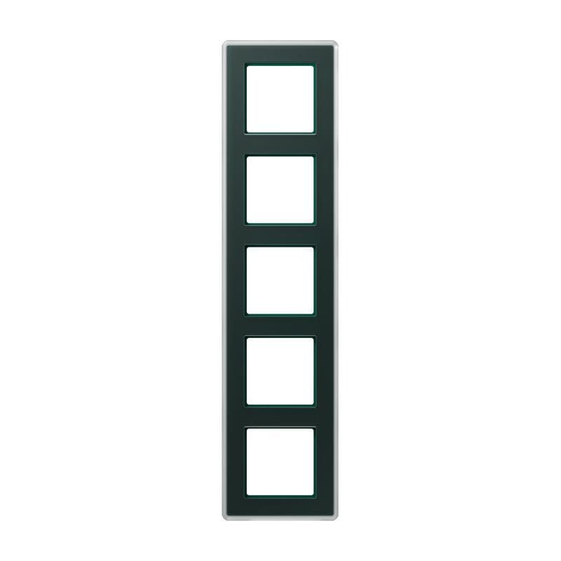 Jung - Cadre de finition 5 postes / AVIVA Verre satiné Vert émeraude