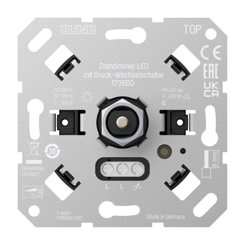 Jung - Mécanisme encastrable variateur rotatif LED avec bouton ON/OFF push/push