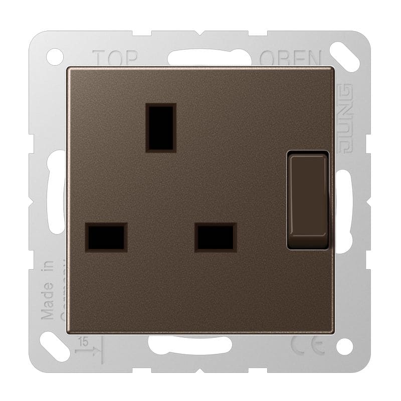 Jung - Prise standard BS  avec intterrupteur 13A 250 V / A 500 Moka