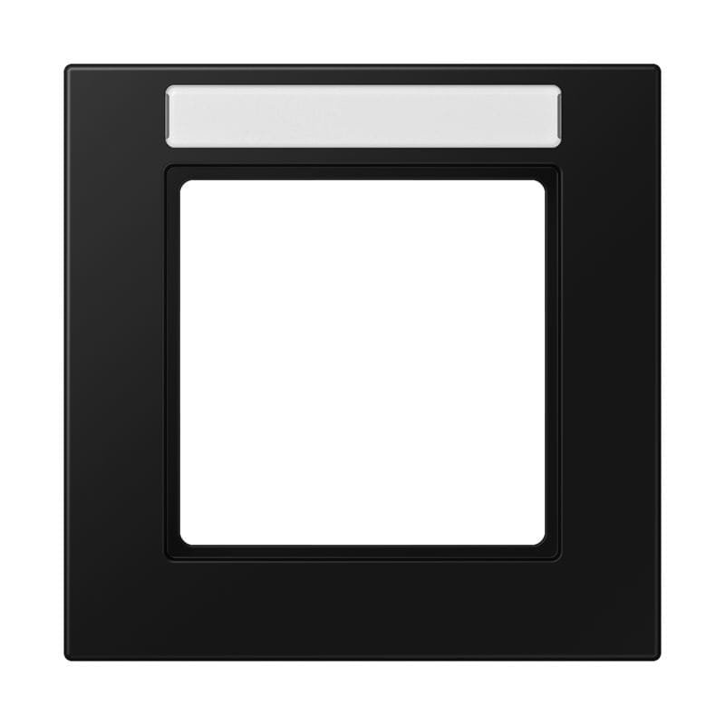 Jung - Cadre de finition 1 poste avec porte étiquette, A 550 / Noir Mat