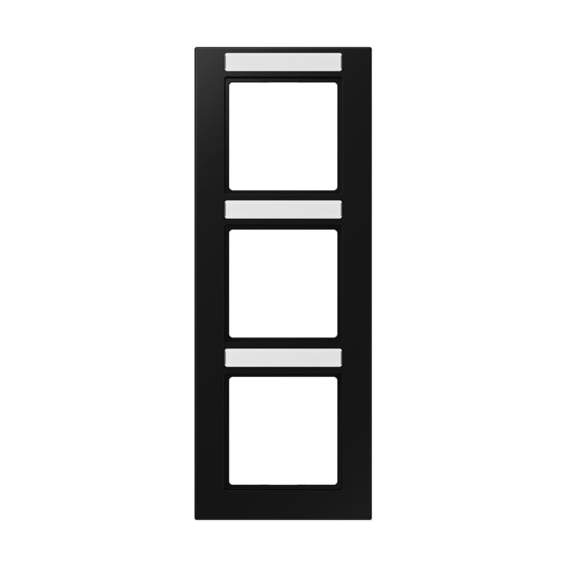 Jung - Cadre de finition 3 postes avec PE montage vertical, A 550 / Noir Mat