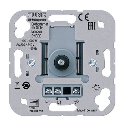 Jung - Variateur rotatif avec BP Push/Push / puissance : 100 - 1000 W