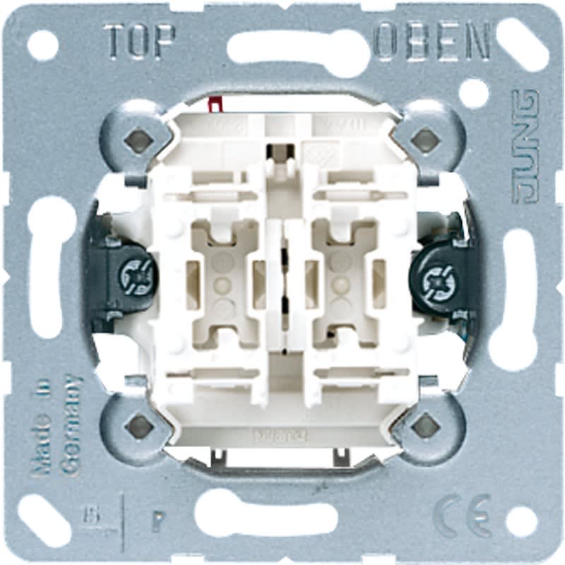 Jung - Double interrupteur 2 circuits phase commune, fixation à griffes et vis