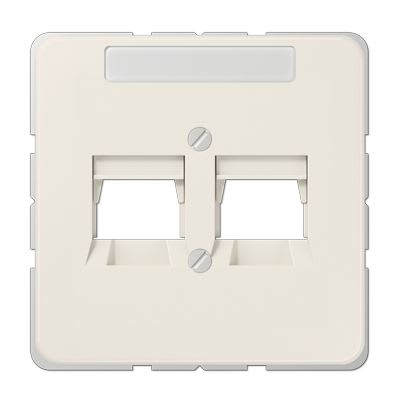 Jung - Enjoliveur avec support / CD 500 Ivoire pour 2 connecteurs Panduit