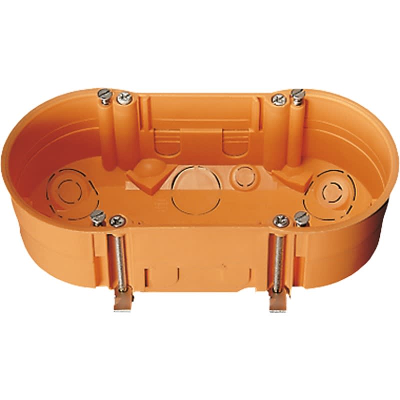 Jung - Boîte 2 p entre-axe 71 mm clois sèche, dia 68 mm, prof 40 mm, fix à vis et grif