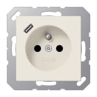 Jung - PC 2P+T type FR avec chargeur USB type C / A 500 Ivoire