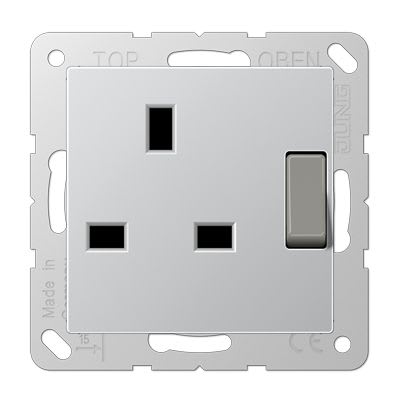 Jung - Prise standard BS avec intterrupteur 13A 250 V - A 500 Aluminum