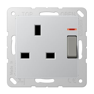 Jung - Prise standard BS avec intterrupteur+voyant 13A 250 V / A 500 Aluminiun