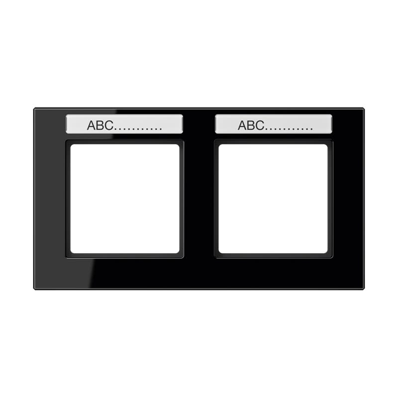 Jung - Cadre de finition 2 postes avec porte étiquette / Acréation Noir