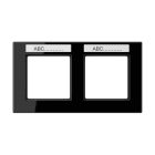 Jung - Cadre de finition 2 postes avec porte étiquette / Acréation Noir