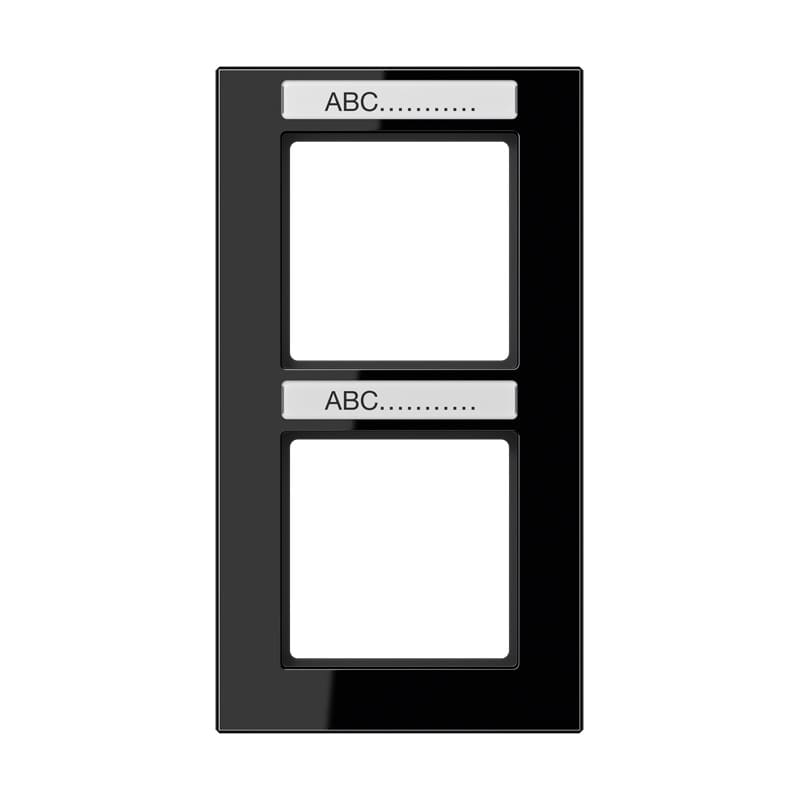 Jung - Cadre de finition 2 postes avec porte étiquette / Acréation Noir