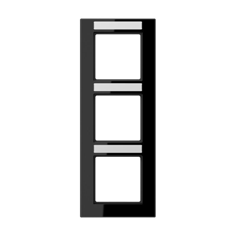 Jung - Cadre de finition 3 postes avec porte étiquette / Acréation Noir