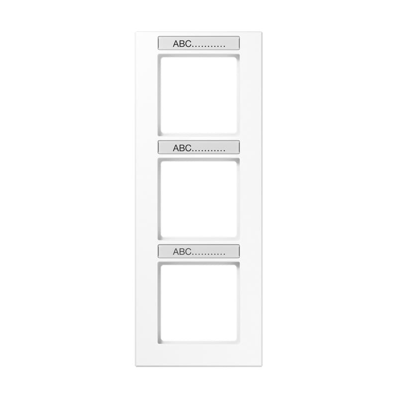 Jung - Cadre de finition 3 postes avec porte étiquette / Acréation Blanc